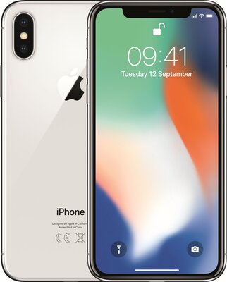 nieuwstaat Apple iPhone X 10 64GB zilver + nieuwe accu 100% + 12 maanden garantie
