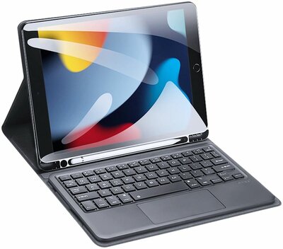nieuwstaat Apple iPad 8 zwart 128GB 10.2" WiFi (4G) + hoes en keyboard + 12 maanden garantie